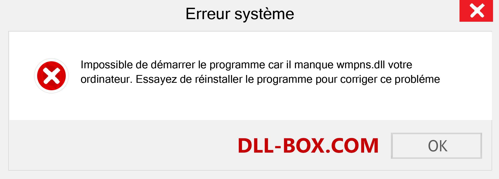 Le fichier wmpns.dll est manquant ?. Télécharger pour Windows 7, 8, 10 - Correction de l'erreur manquante wmpns dll sur Windows, photos, images